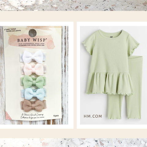 spring bow set muted tones outfit babygirl