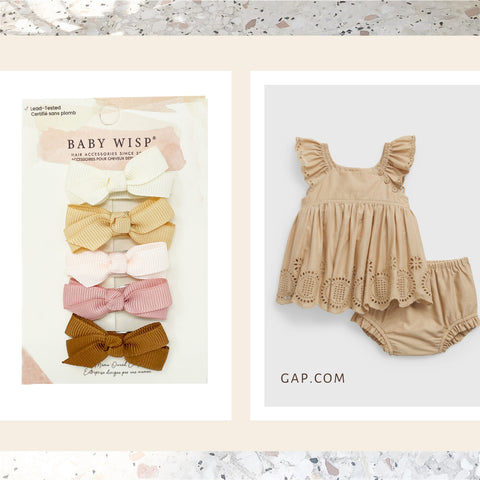 spring bows gift set neutrals outfit baby girl