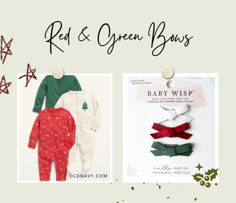red and green hair bows baby girl christmas holiday
