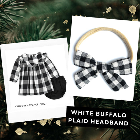 white buffalo plaid bow headband baby girl