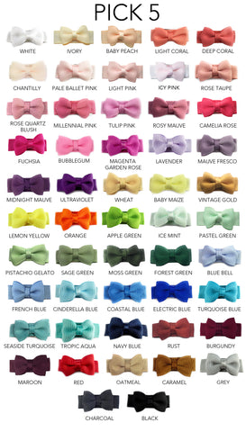 52 colors of baby bows in baby wisp snap tuxedo bow