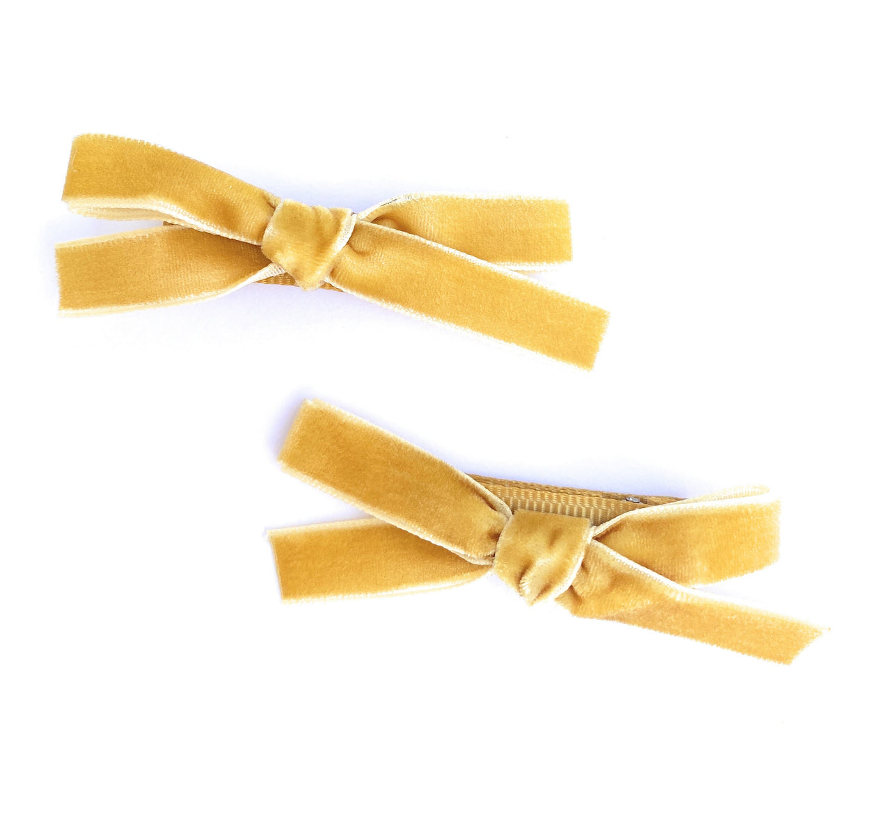 Boon Ties Golden Velvet Hair Bow for Girls - Small Clip - Reversible
