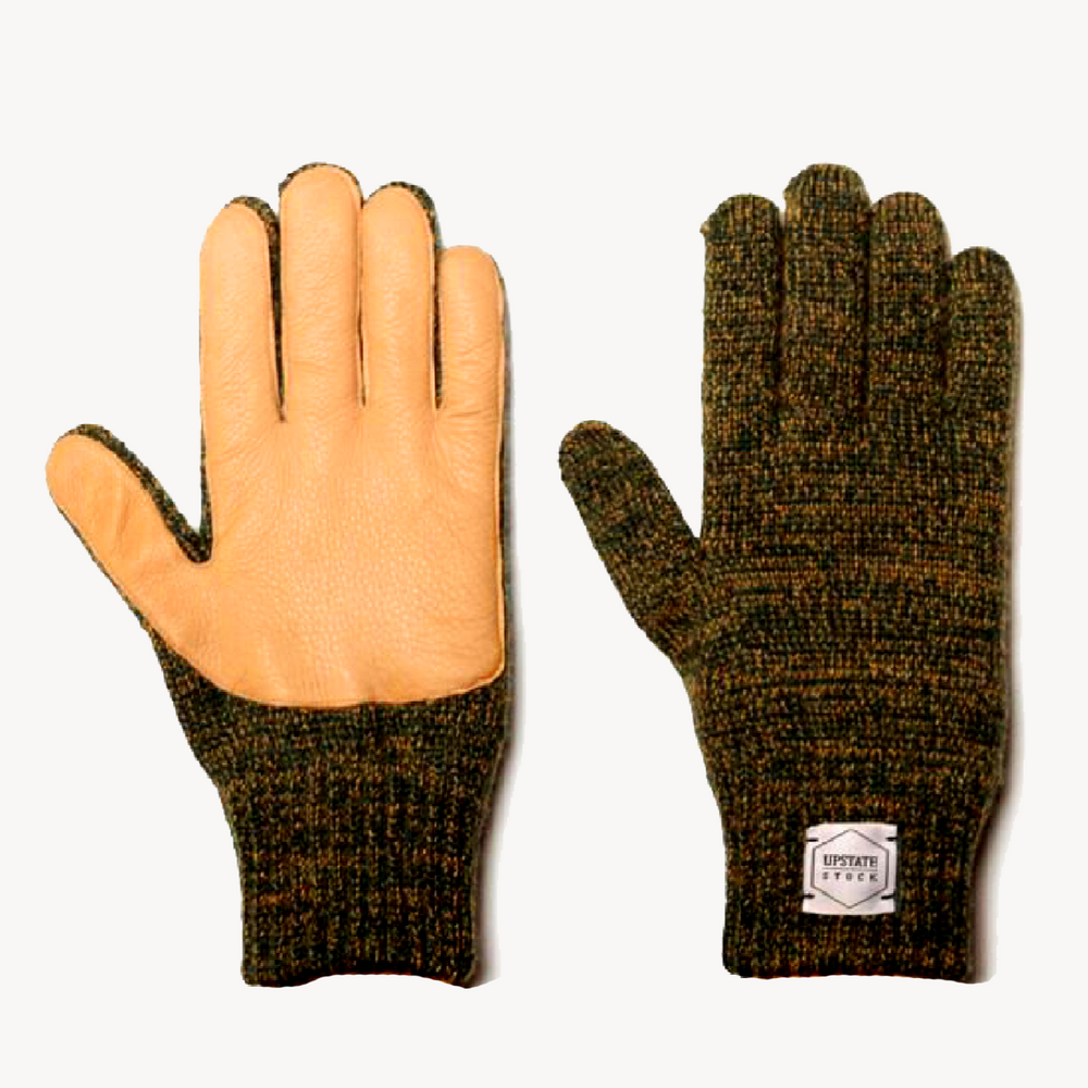 Ragg Wool Full Finger Gloves With Leather Palm Lineage