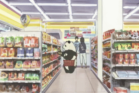 Panda in konbini Shelter anime