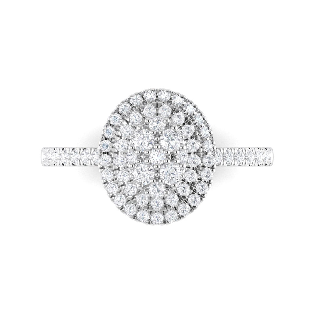 0 54CT TDW Cluster Diamond Oval Double Halo 18K White  Gold  