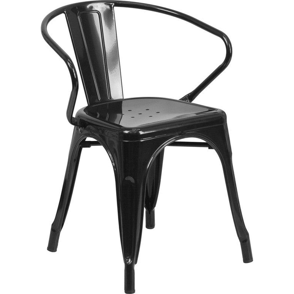 Bulk Tolix Style Black Metal Indoor Outdoor Chair With Arms Chairs