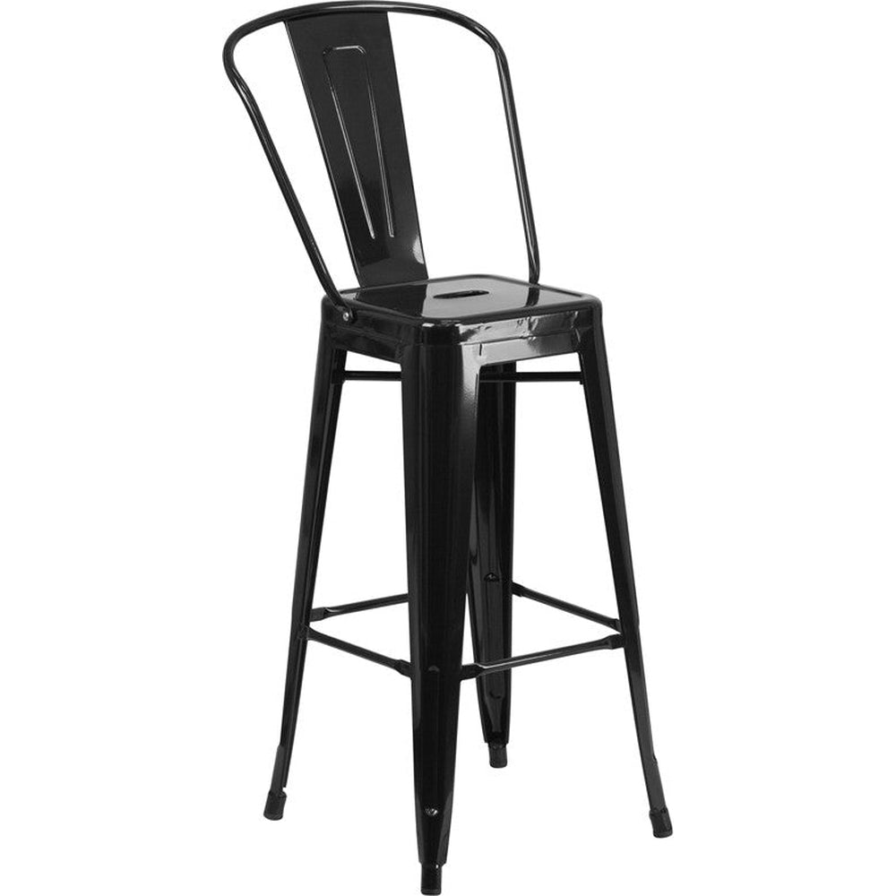 tolix style bar stool with back