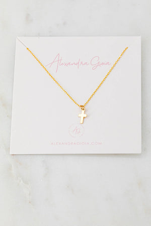 Alexandra Gioia Dainty Gold Filled Cross Necklace 16" - Vagabond Apparel Boutique