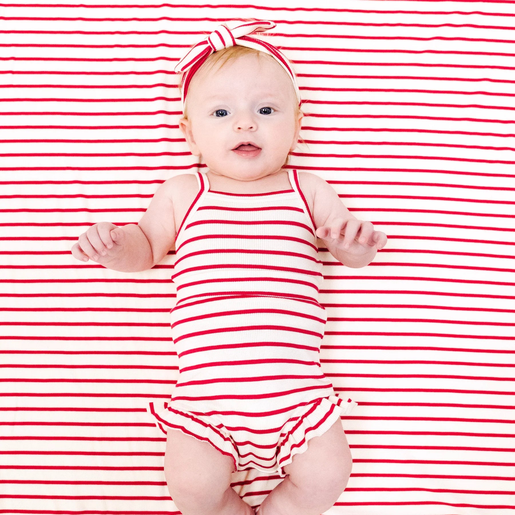 Angel Dear Stripe Vintage Tank Top And High Waisted Short Set