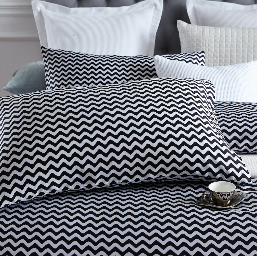 100 Cotton 400tc Black Chevron Quilt Cover Set