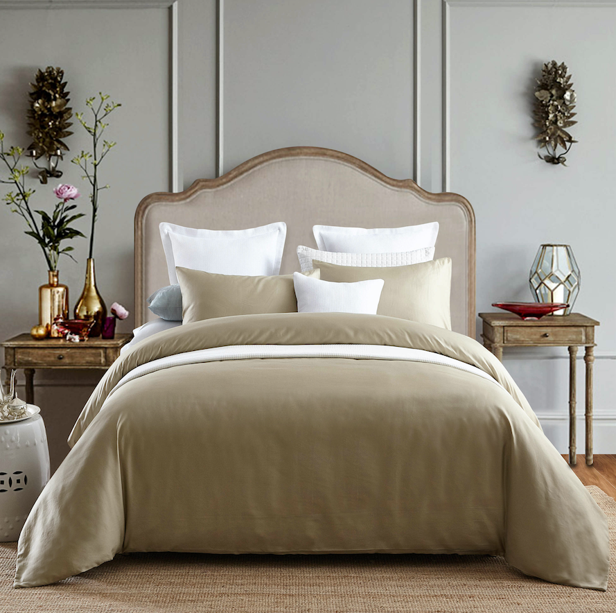 100 Cotton 650tc Sateen Taupe Quilt Cover Set