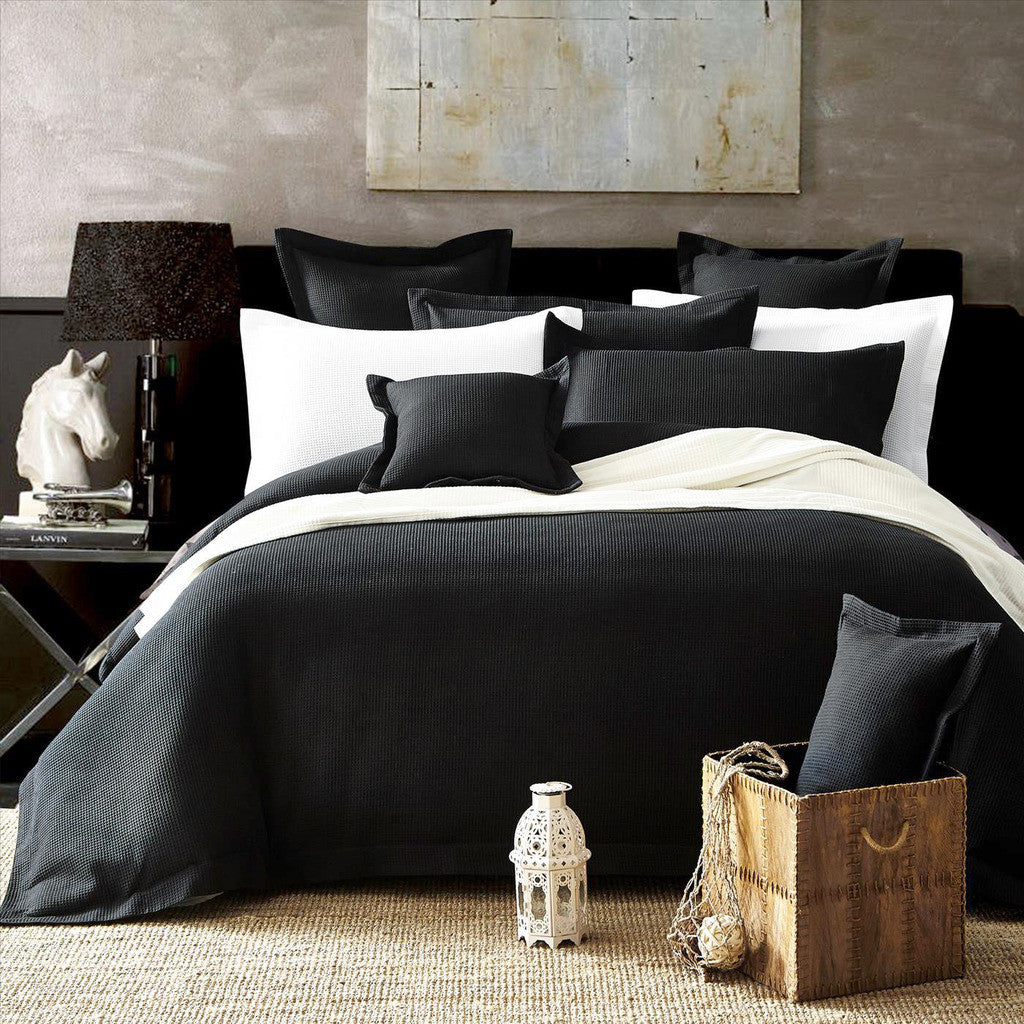 100 Premium Cotton Black Waffle Quilt Cover Set