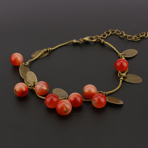 Womens Sweet Jewelry Vintage Retro Red Cherry Bracelet Buycoolprice
