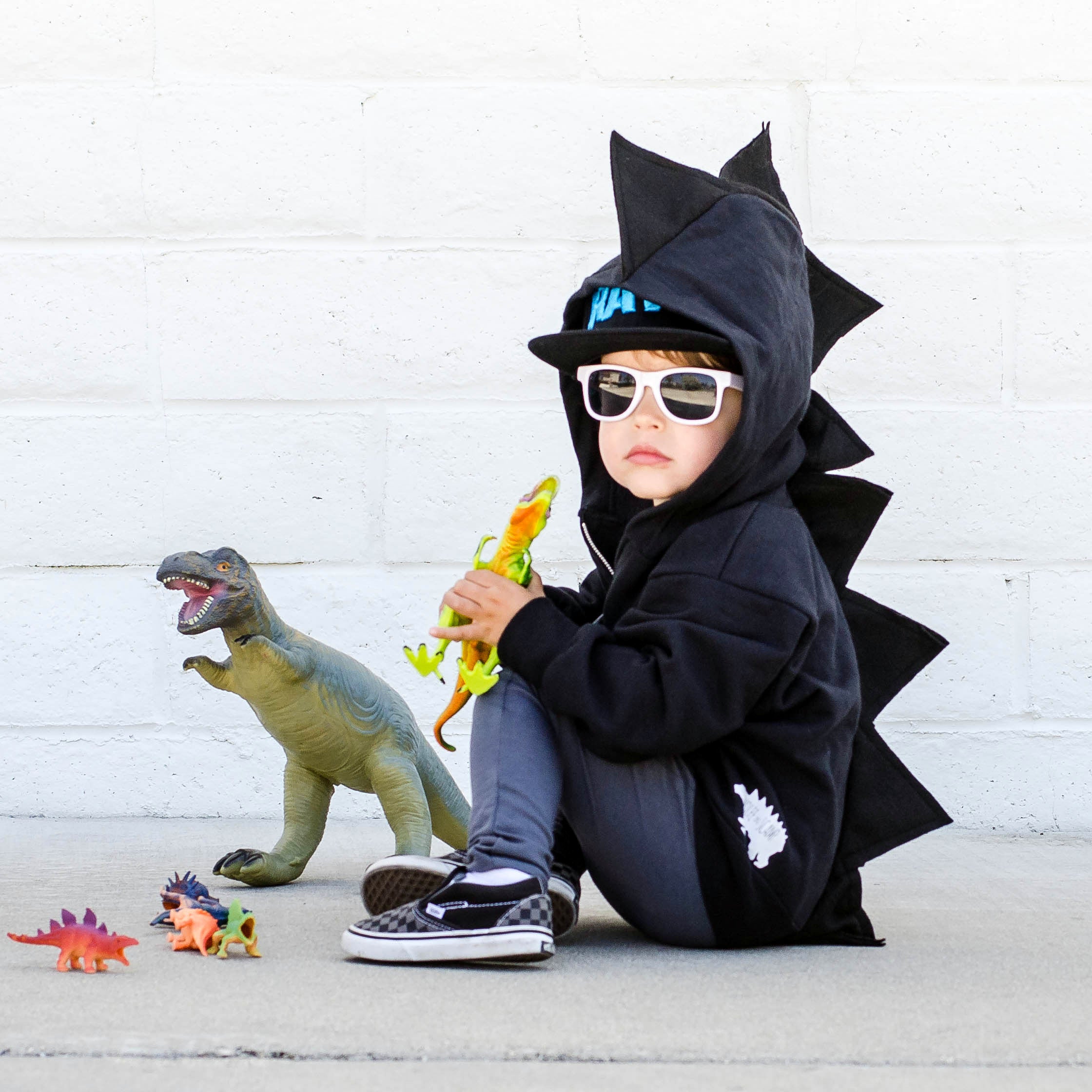 Black Dino Hoodie Kids Dress Up - Scorched | Dino Style – Wolfe and Scamp