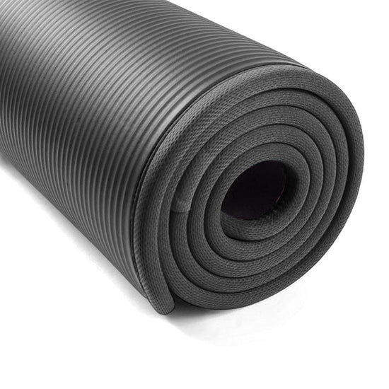 12mm NBR Trim Yoga Mats Thick Exercise Mat - Black