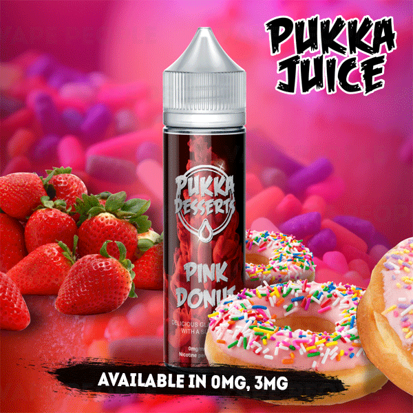 Pink Donut vape liquid by Pukka Juice Deserts- 50ml Short Fill