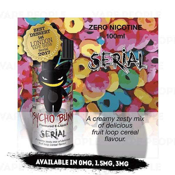 Serial vape liquid by Psycho Bunny - 100ml Short Fill