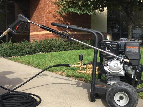 a pressure washer with hose