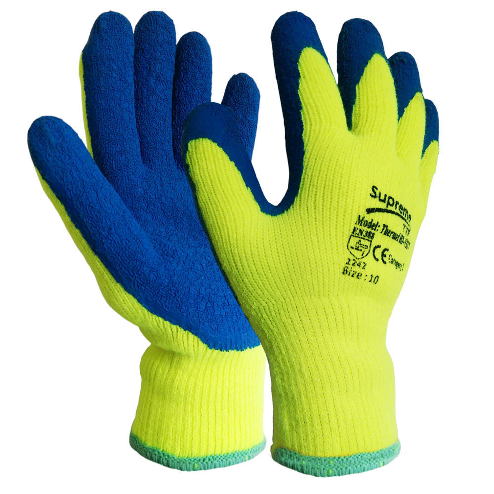 Yellow 10 Gauge Latex Coated Rubber Winter Thermal Glove – RUFTUF