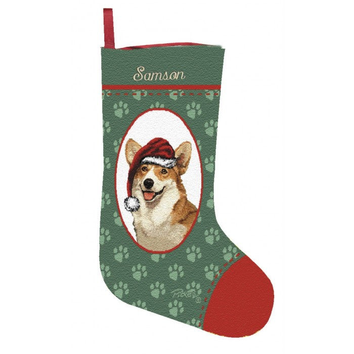 Personalized Welsh Corgi Dog Christmas Stocking