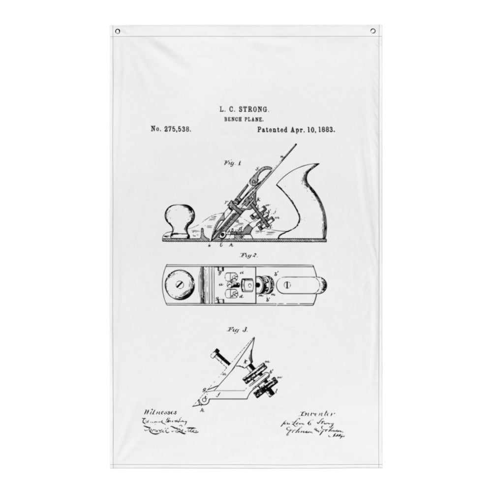 Bench Plane Patent Large Flag 56" x 34.5" - Sons of Sawdust product image