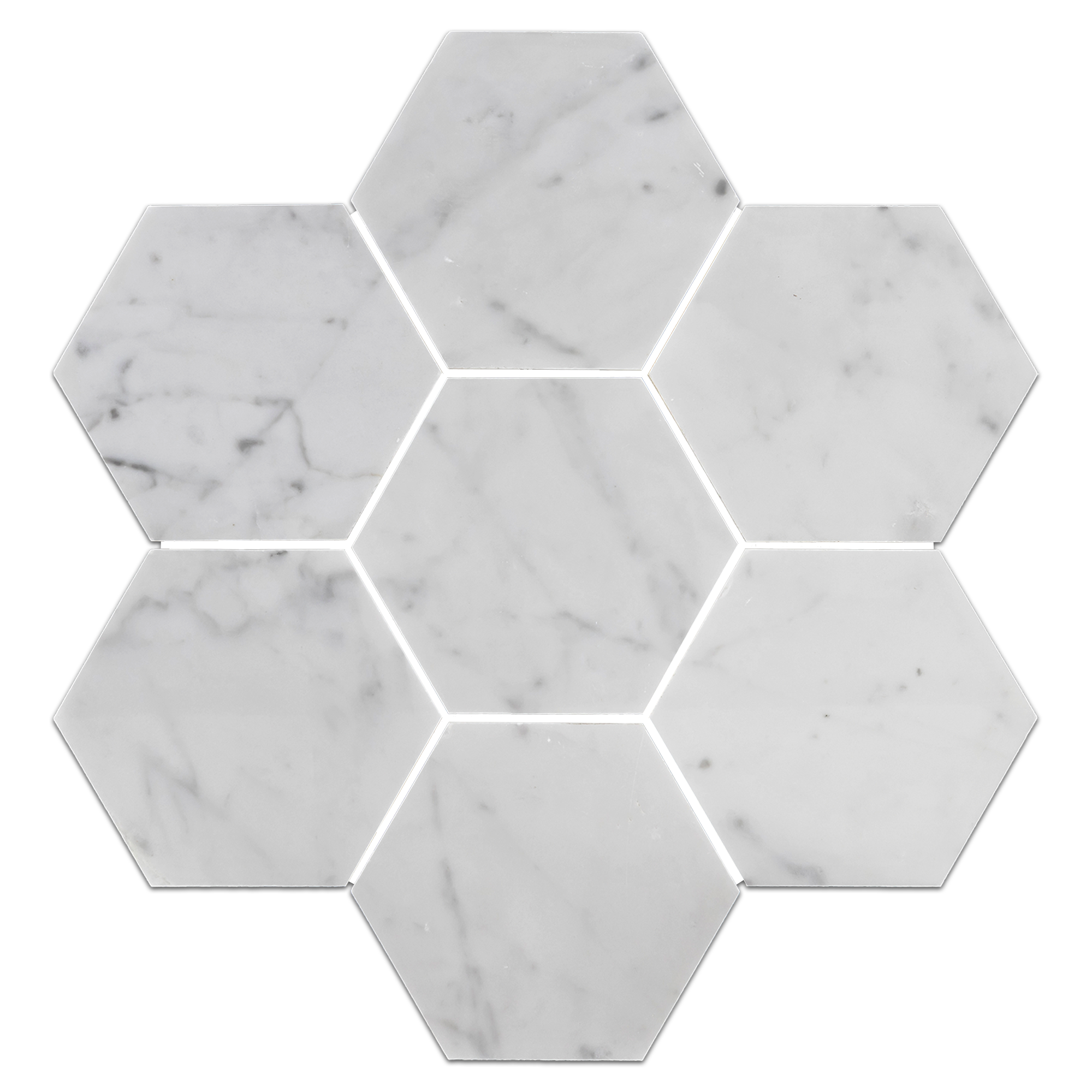 Bianco Carrara 5" Hexagon Mosaic Polished