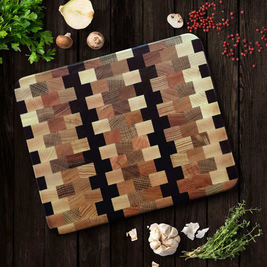 End Grain Hickory Wood Cutting Board Butcher Block by CW Furniture