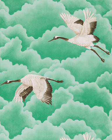 Cranes In Flight Wallpaper - Platinum - Harlequin
