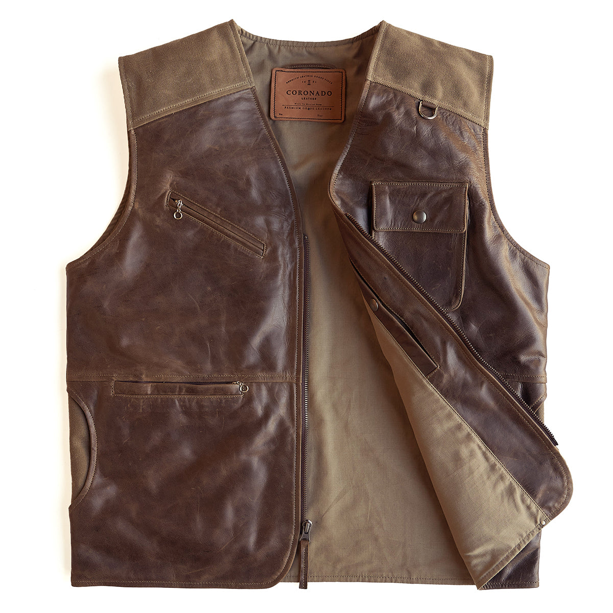 Safari Travel Vest Antique Brown | LE 20 Made — Coronado Leather