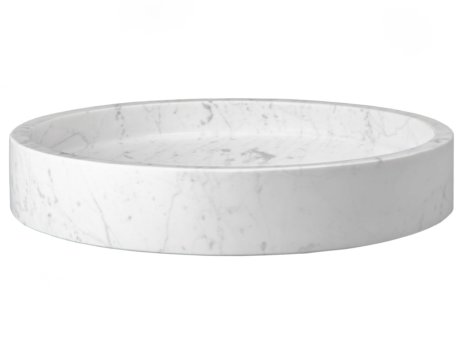 Low Round Vessel Sink White Carrara Marble