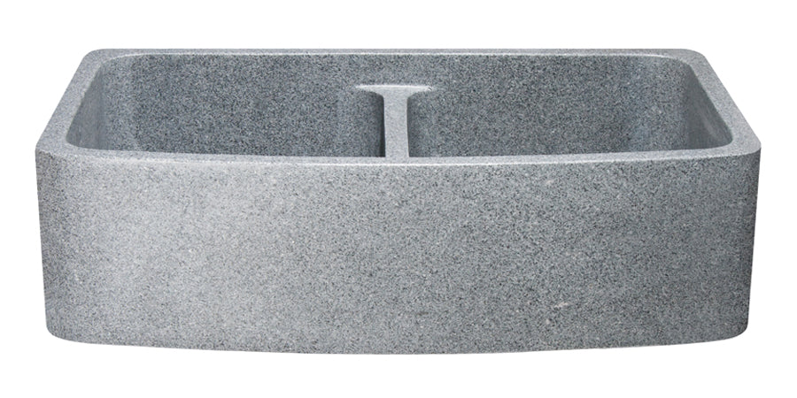 36 Mercury Granite Double Bowl Curved Apron Front Sink