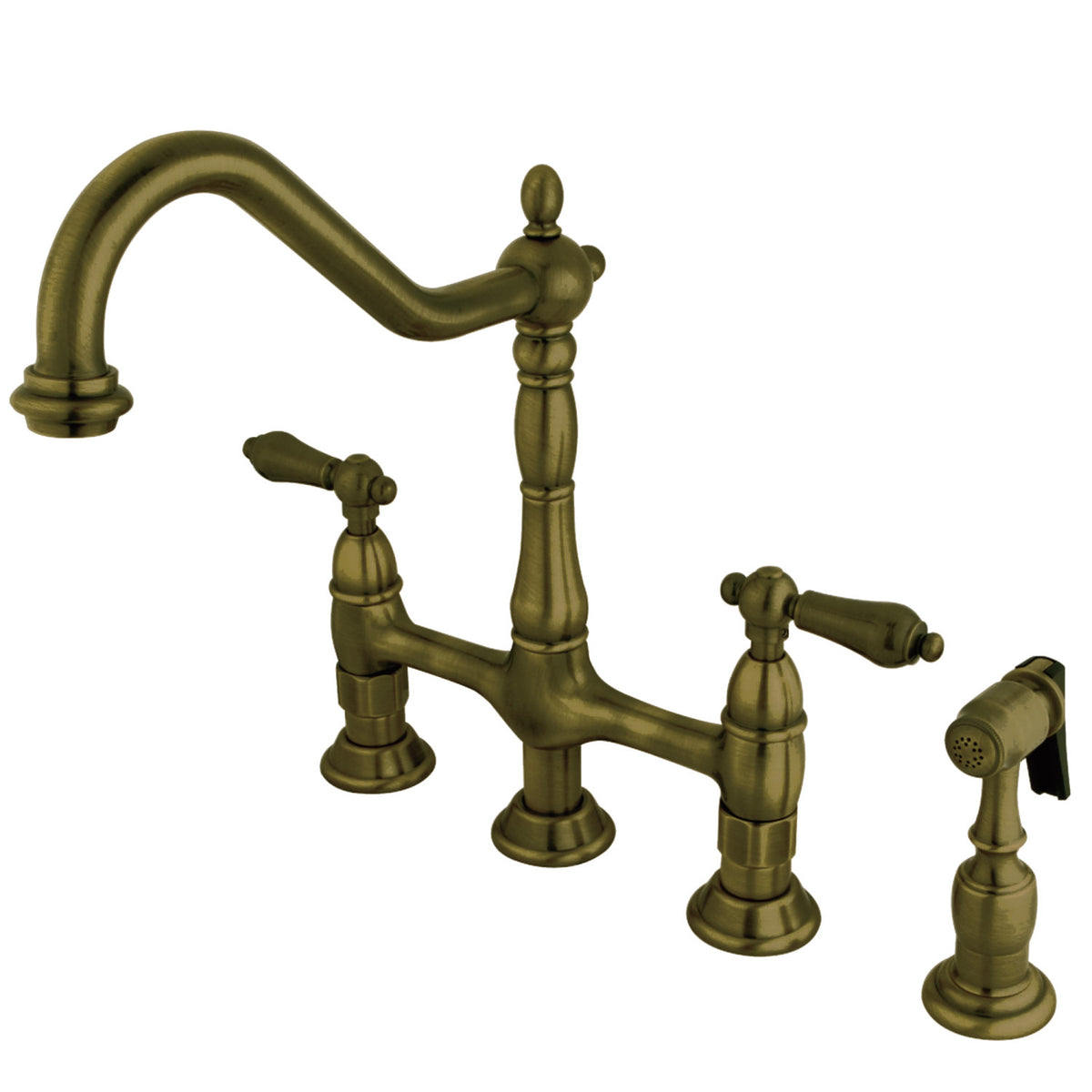 Bridge Style Kitchen Faucets Rustic Sinks   KS1273ALBS 1200x1200 