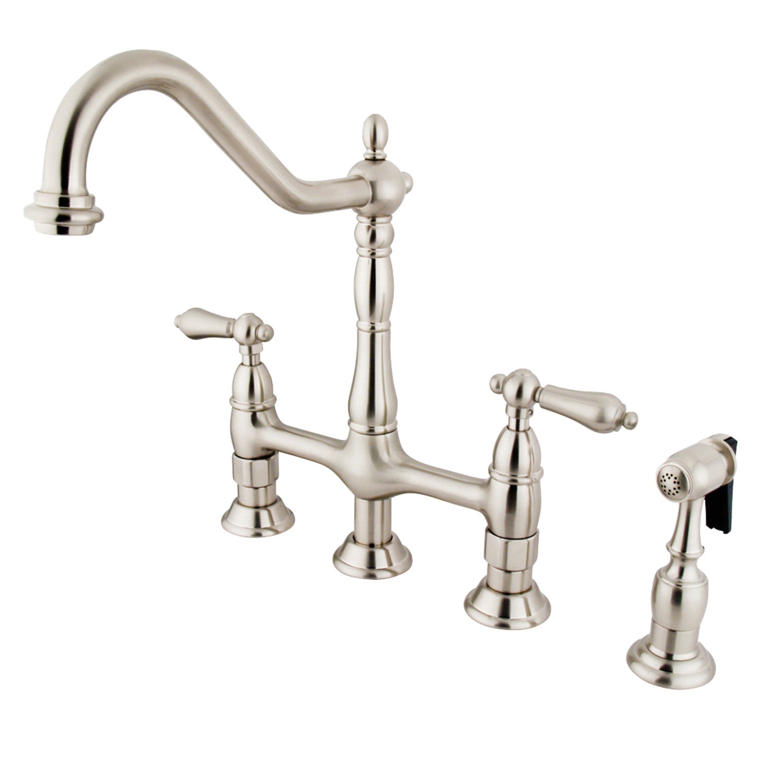 Bridge Style Kitchen Faucets Rustic Sinks   KS1278ALBS 1500x1500 