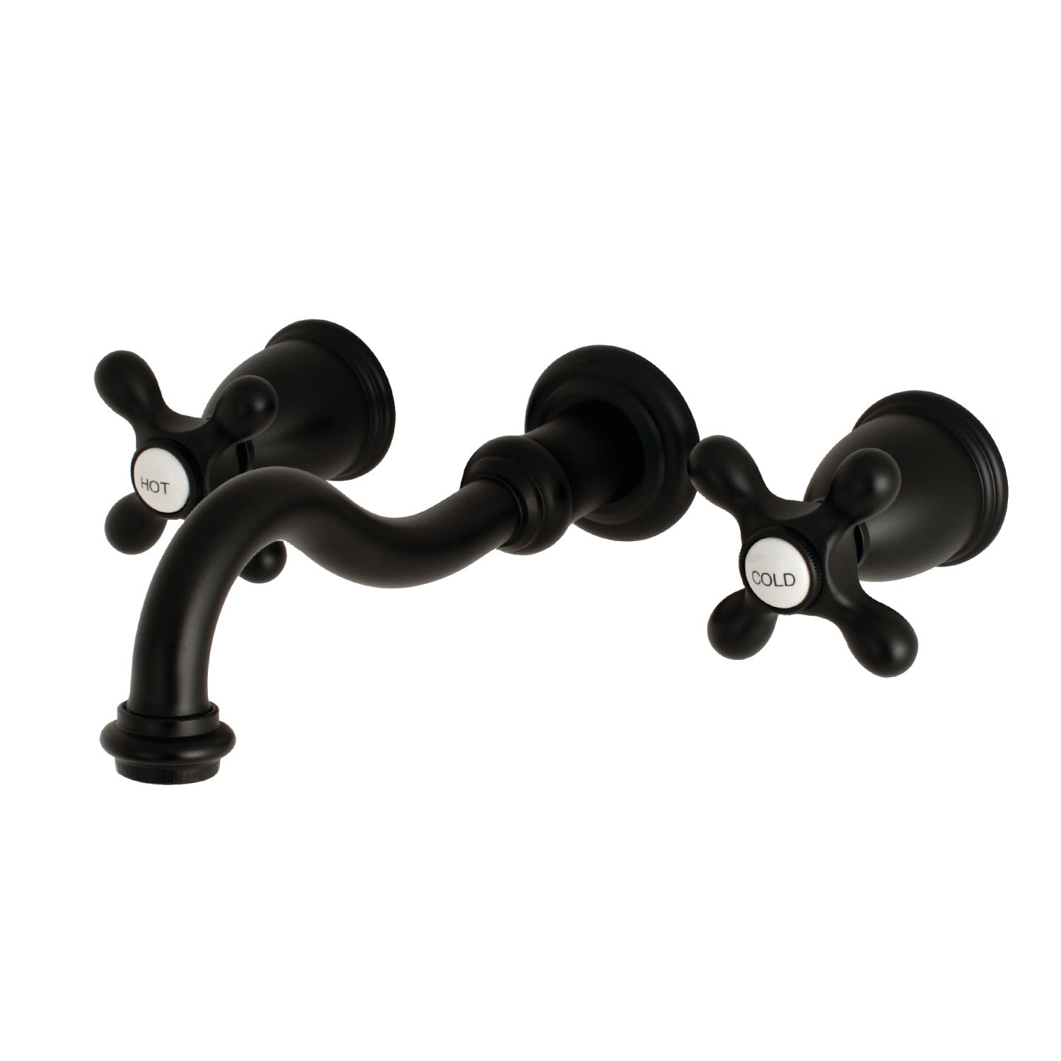 Vintage Wall Mount Sink Faucet With Cross Handle Matte Black