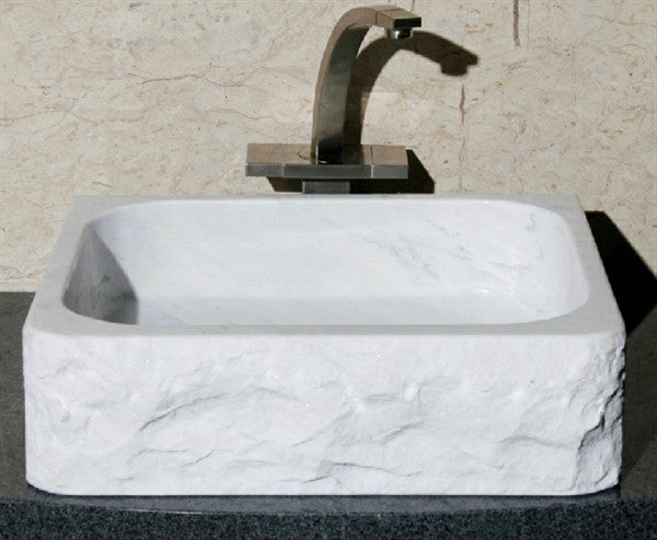 18 Rectangle Carrara White Marble Lavatory Sink