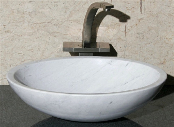 18 Oval White Carrara Marble Vessel Sink