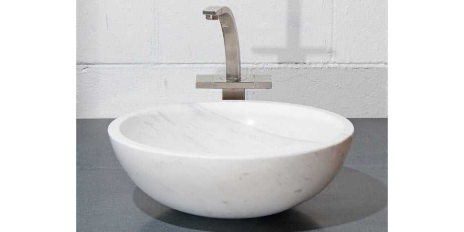 17 Round White Marble Vessel Sink