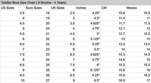 Size Charts – Moreno's Wear