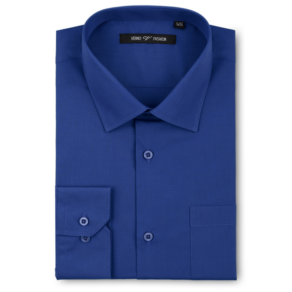 Men's Royal Blue Dress Shirt Classic Fit Verno Fashion – Moreno's Wear