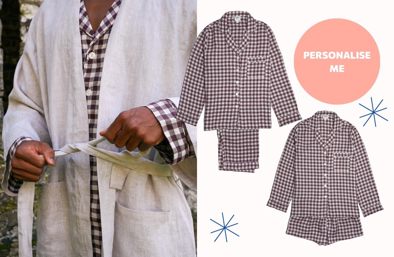 berry gingham pyjamas