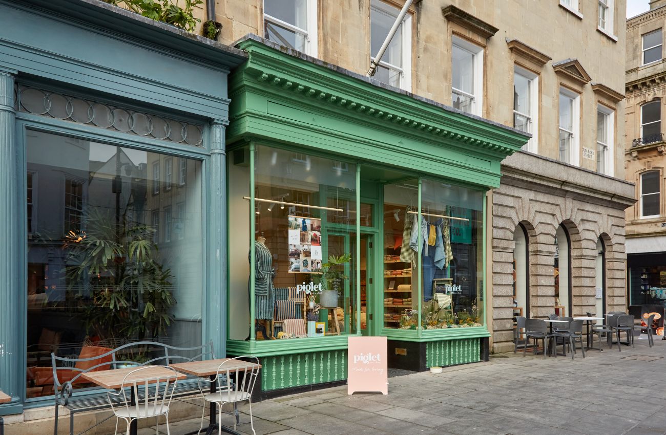 Green Piglet in Bed Store shopfront in Bath