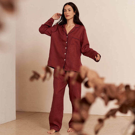 Blueberry Linen Pyjama Trouser Set