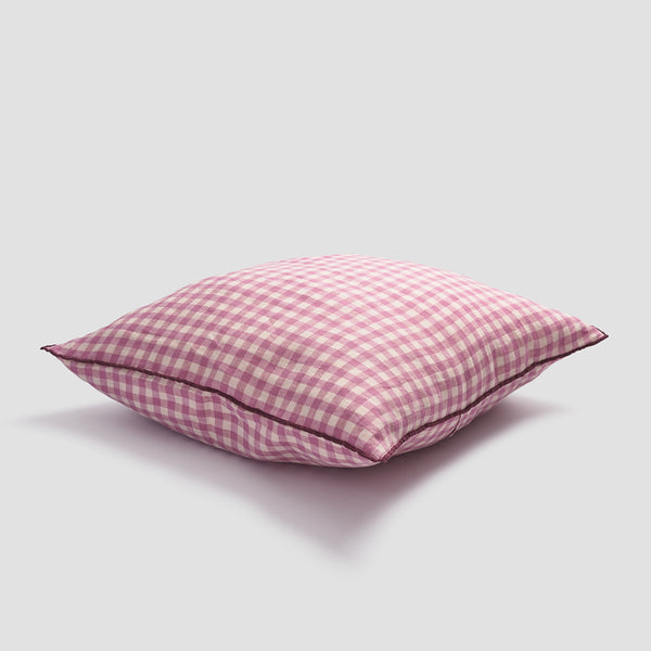 Orchid Gingham Linen Cushion