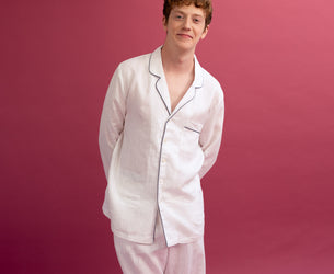 Men's White Linen Pyjama Trousers