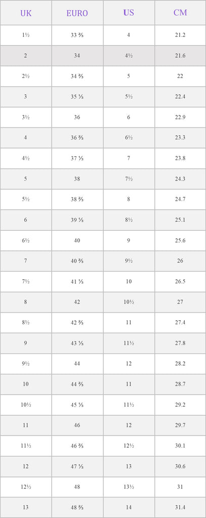 Shoe sizes – Strictly4dancers.com