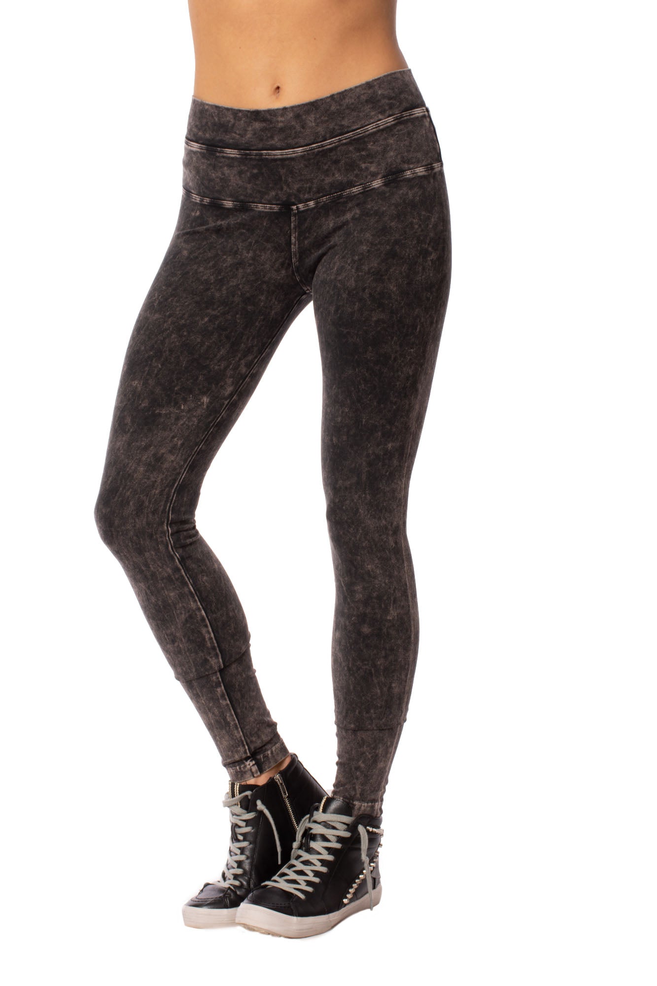 Solid Velour Brushed Ankle Legging - Elastic High Waist - 9 (7315566)