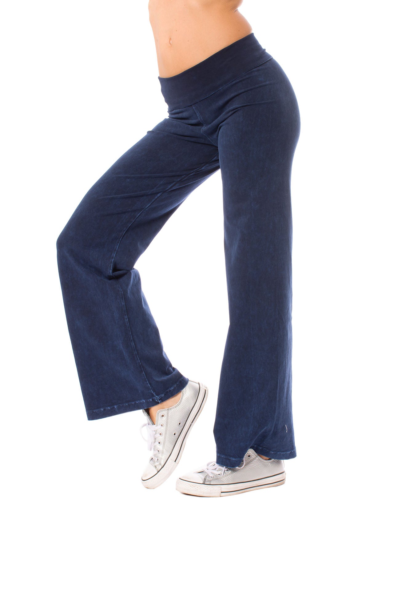 Wide Leg Roll Down Pants Mineral Wash (Style W-326, Mineral Wash MW14) -  Londo Lifestyle