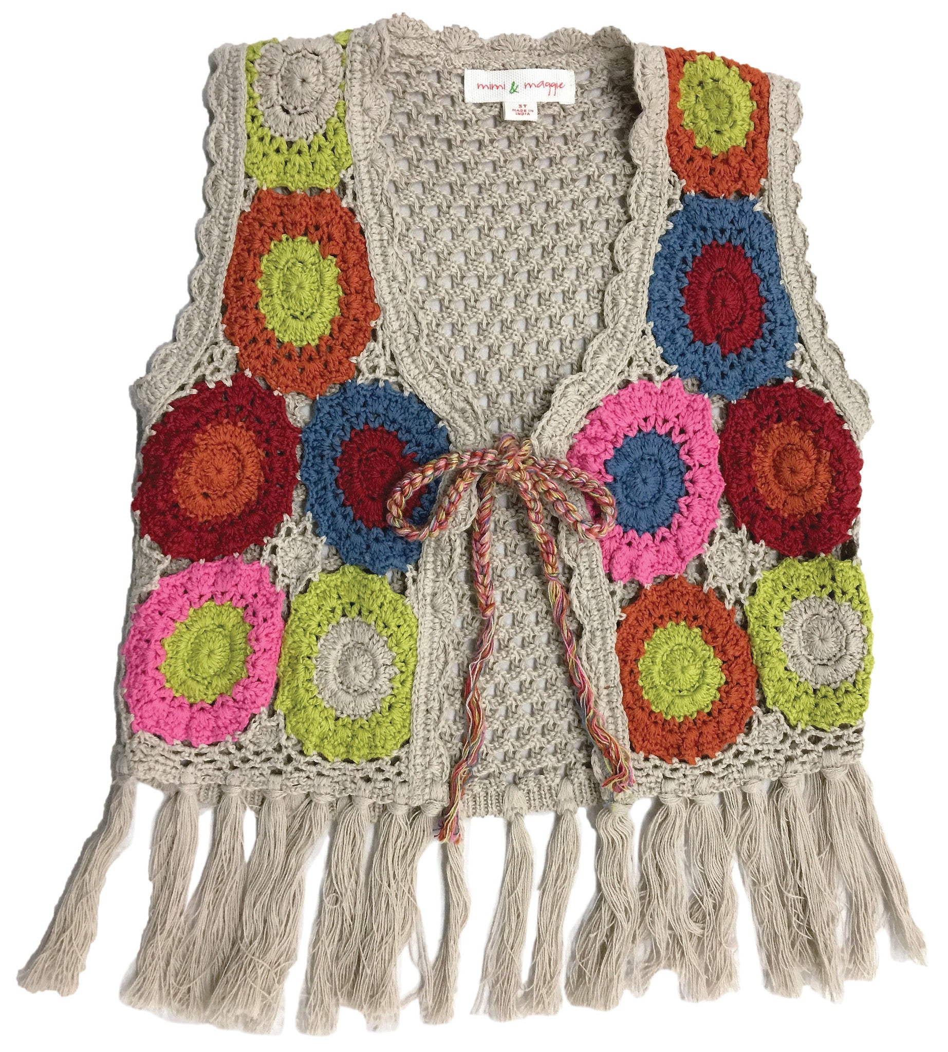 70's  Hand Crocheted Hippie Vest