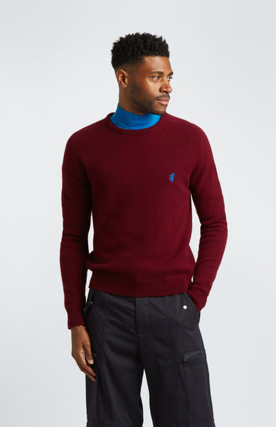 Pringle of Scotland | Round Neck Lion Lambswool Jumper In Deep Red ...