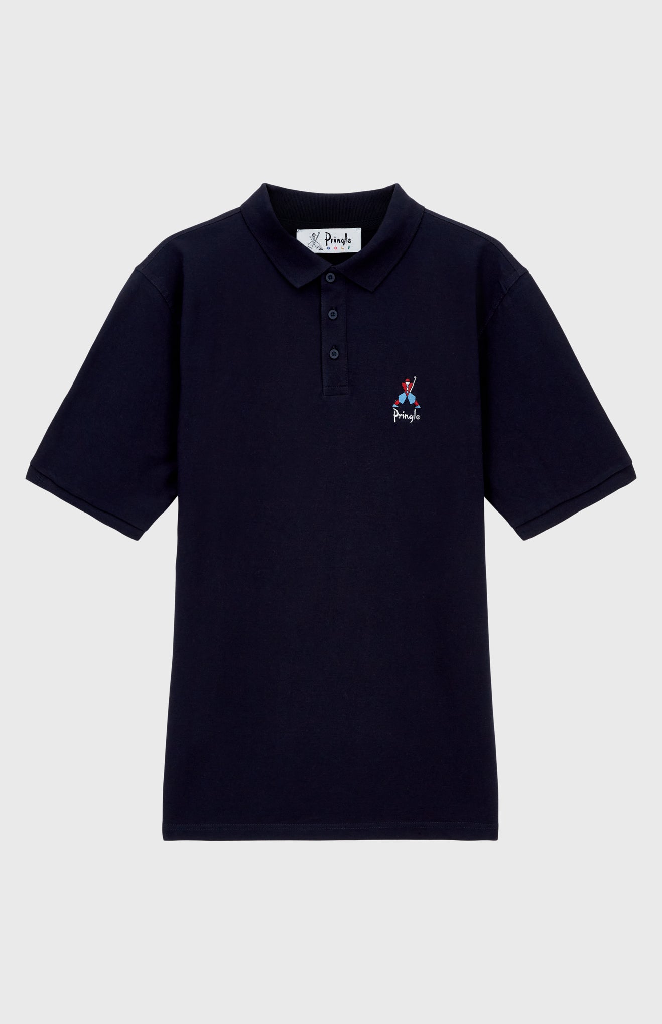 Geometric George Golf Cotton Polo Shirt In Navy